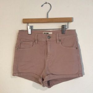 Pale rose pink high waisted denim shorts